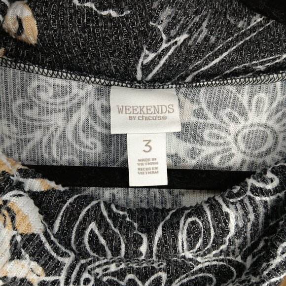 Chico's Cowl Neck Long Sleeve Sweater Print Rayon Blend Paisley - Picture 8 of 8